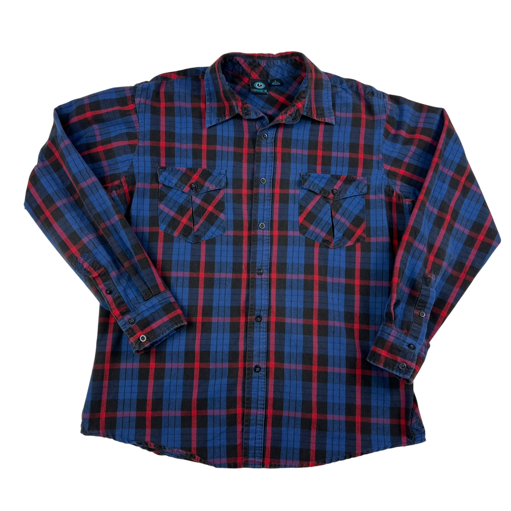 Burnside Shirt Mens Medium Plaid Flannel Button Down Long Sleeve Casual Grunge